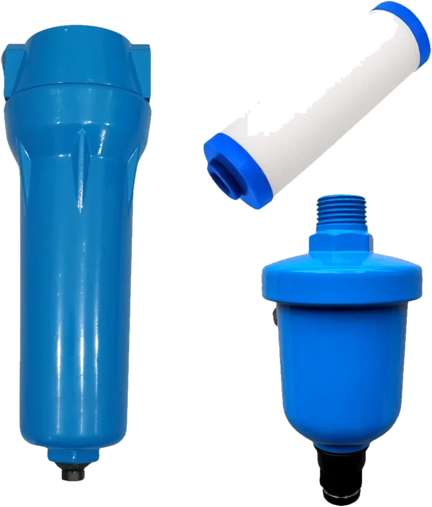 Filtro de linha, elemento filtrante e dreno